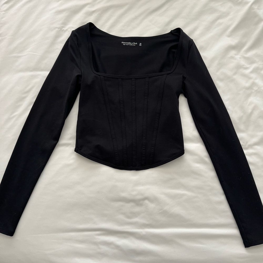 Abercrombie Black Long Sleeve Square Neck Top